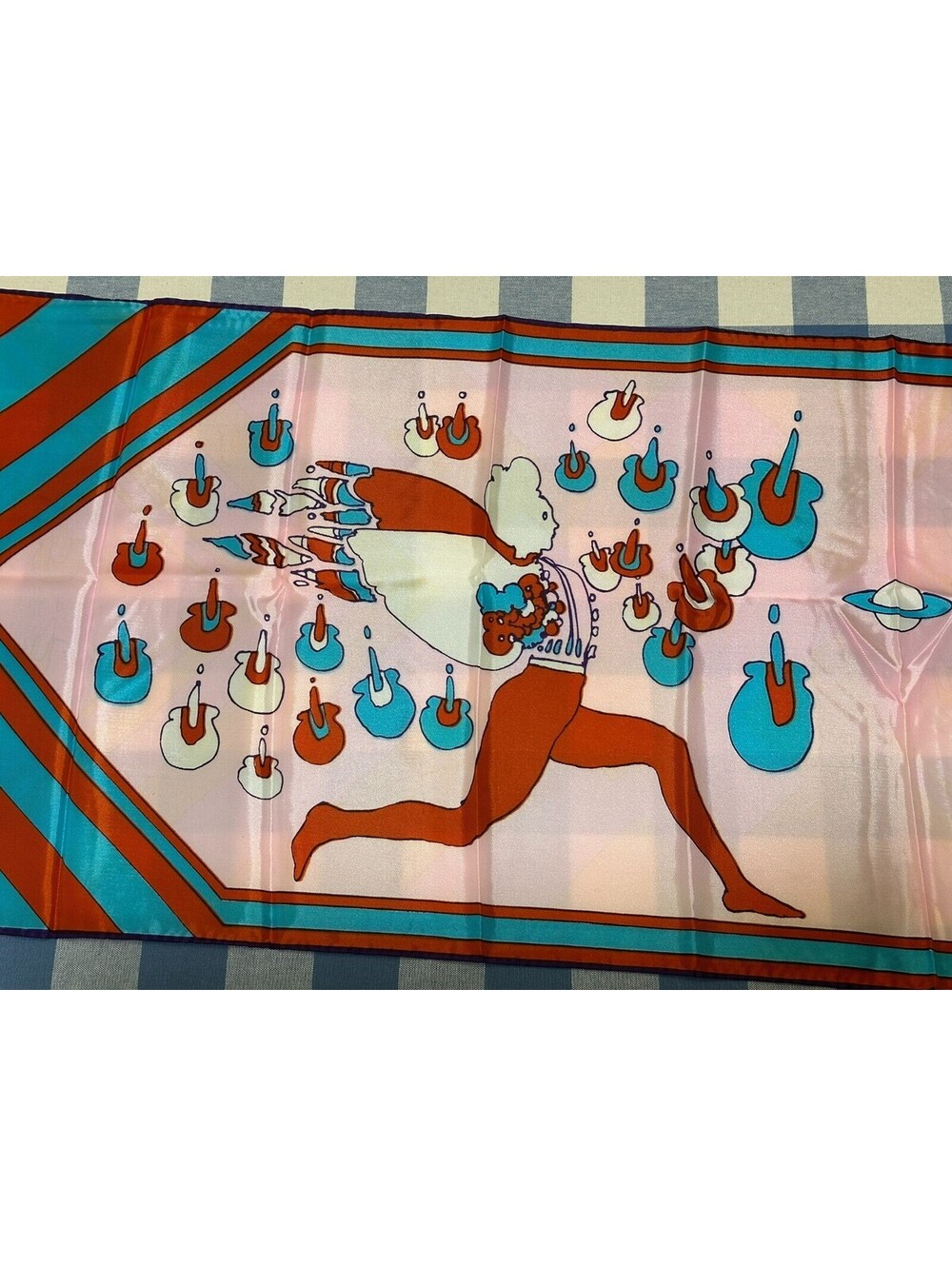 PETER MAX Vintage Graphic Psychedelic 70s Silk Scarf LONG 14.5"x 64" appx Oblong - Picture 7 of 16